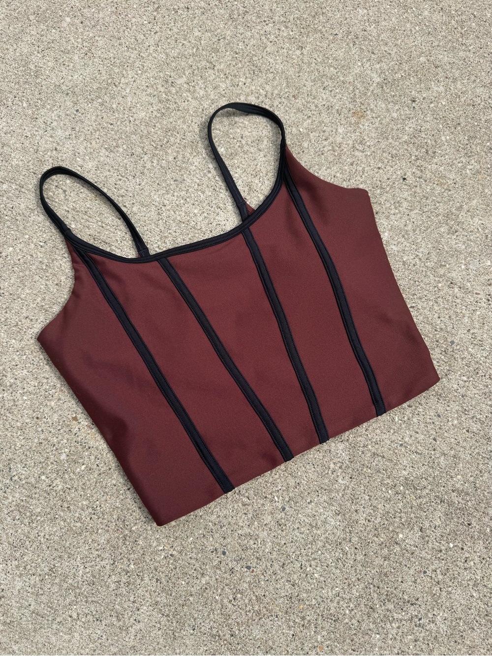 Abercrombie & Fitch Burgundy Cropped Tank with Black Contrast Piping